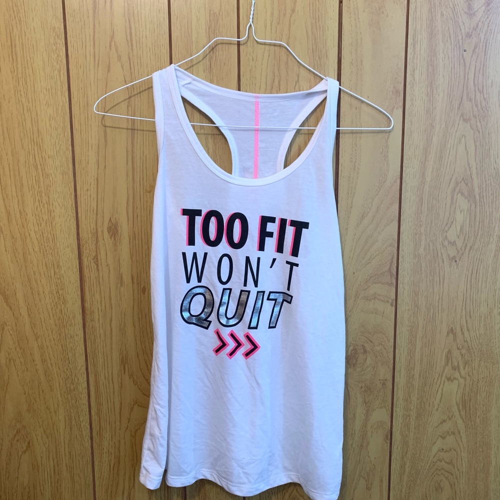 Too Fit Won’t Quit White Tank Top